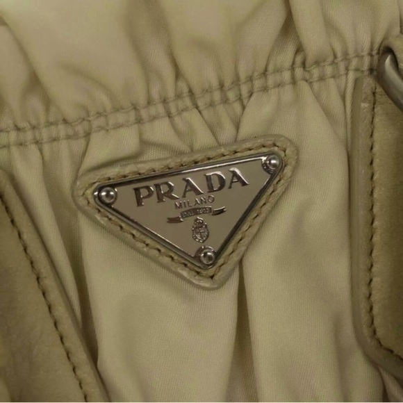 PRADA Beige Nylon 2way Handbag, Authentic. EUC - Picture 5 of 15